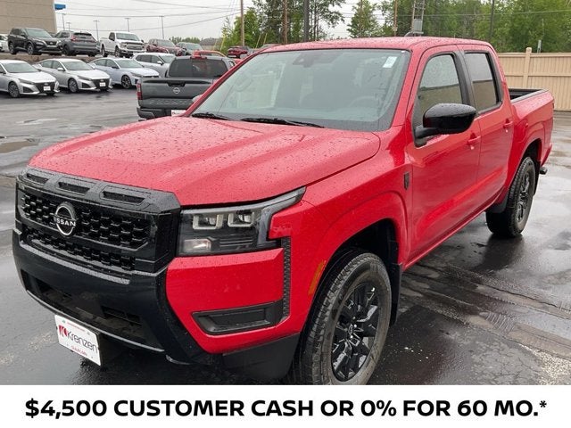 2026 Nissan Frontier Crew Cab SV in Red Alert — front three-quarter view