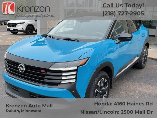 2025 Nissan Kicks SR in Arctic Ice Blue Metallic/Super Black — front three-quarter view