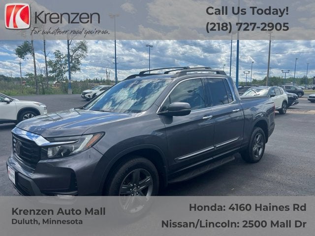 2023 Honda Ridgeline RTL-E in Gray — front three-quarter view