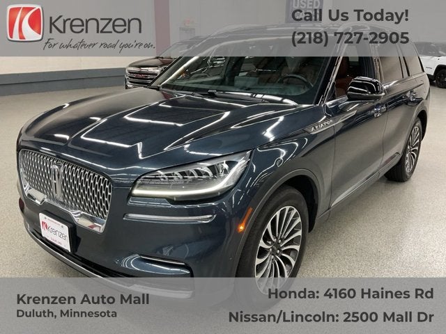 2022 Lincoln Aviator Reserve in Blue Metallic — front three-quarter view