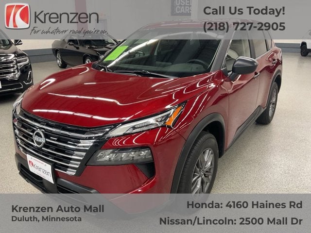 2025 Nissan Rogue S in Scarlet Ember Tintcoat — front three-quarter view