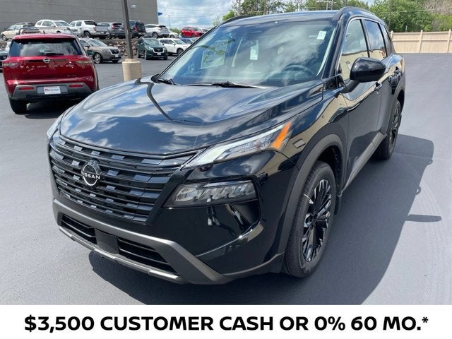 2026 Nissan Rogue Dark Armor in Super Black — front three-quarter view