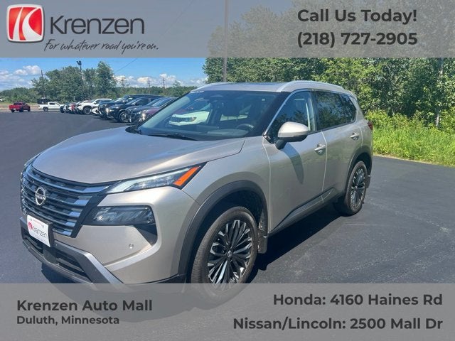 2025 Nissan Rogue SL in Champagne Silver Metallic — front three-quarter view