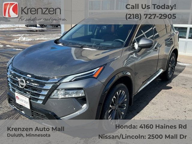 2024 Nissan Rogue Platinum in Gun Metallic — front three-quarter view
